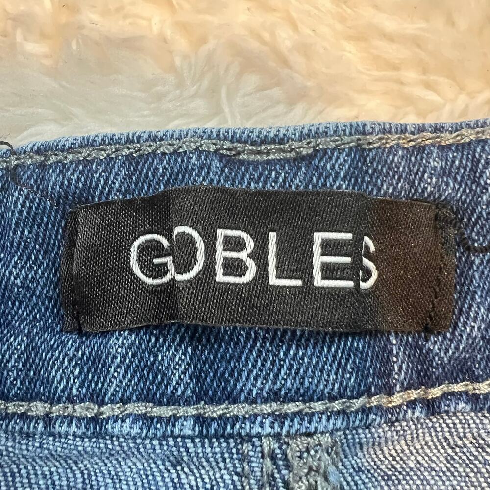 Gobles Mid Waist Zipper Closure Frayed Raw Hem Ripped Mini Denim Skirt Medium‎ - Picture 6 of 12